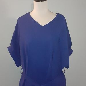 Women's Royal Blue Plus V Neck Top Size 1x/2X